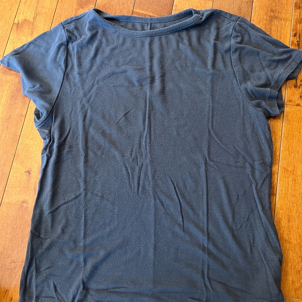 Nuuds slinky rib Short Sleeve in Graphite grey XXL